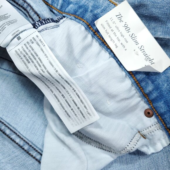 Abercrombie 22 Short 90s Slim Straight Ultra High Rise Jeans Blue Y2K Size 36 - Picture 7 of 9